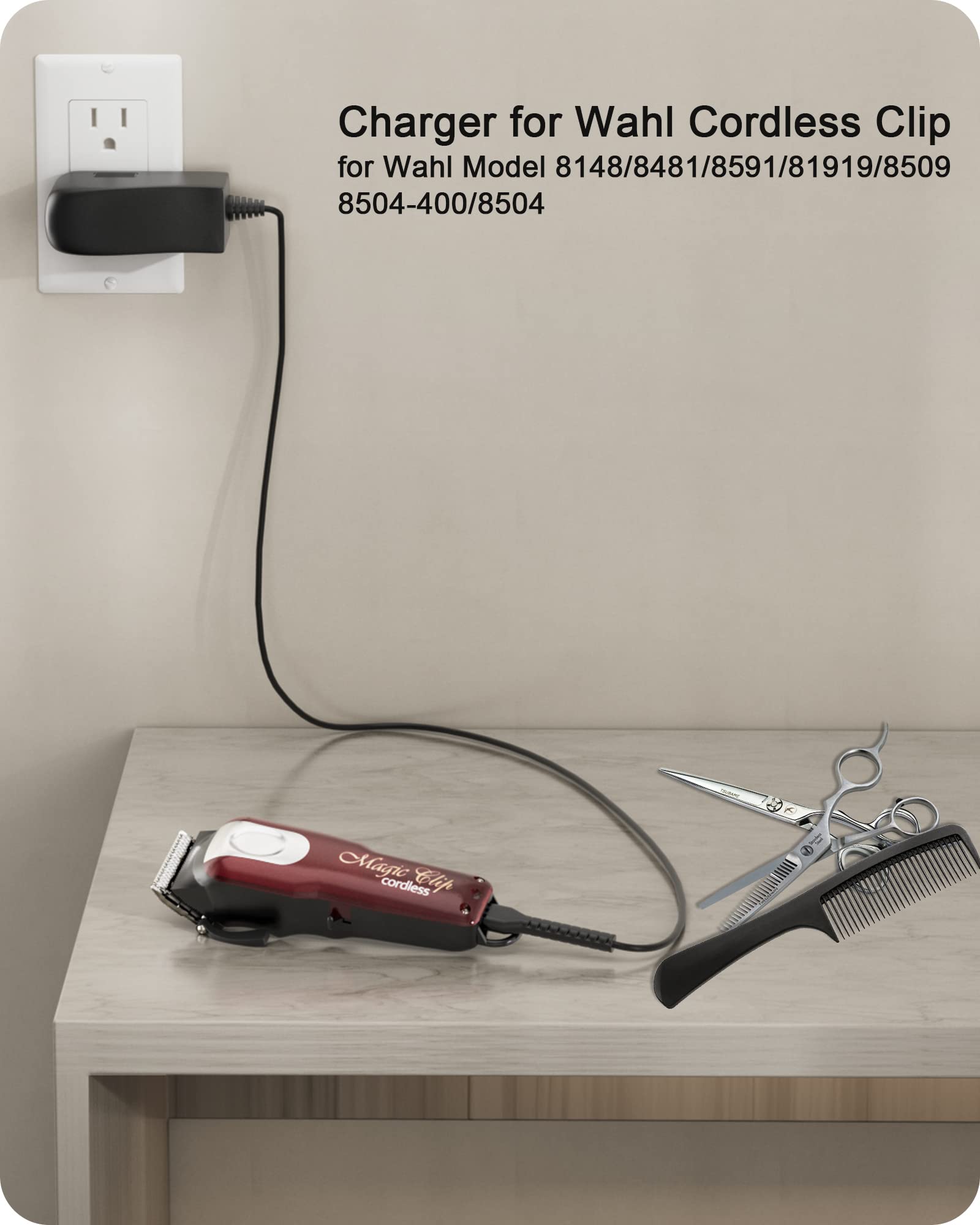 4V Charger for Wahl Magic Clip Cordless Clipper Trimmer, Wahl 8164
